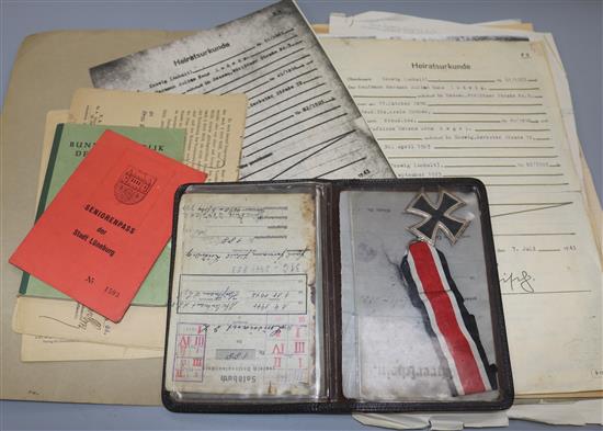 Iron cross, 2nd class Hans Ludwig with pass books and paperwork etc